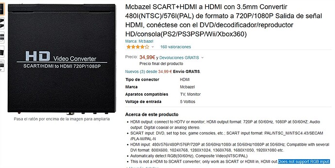 Mcbazel SCART+HDMI a HDMI con 3.5mm Convertir 480I(NTSC)576I(PAL) de formato a 720P1080P Salida de señal HDMI, conéctese con el DV