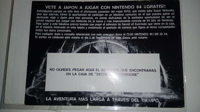 tarjeta secret of evermore